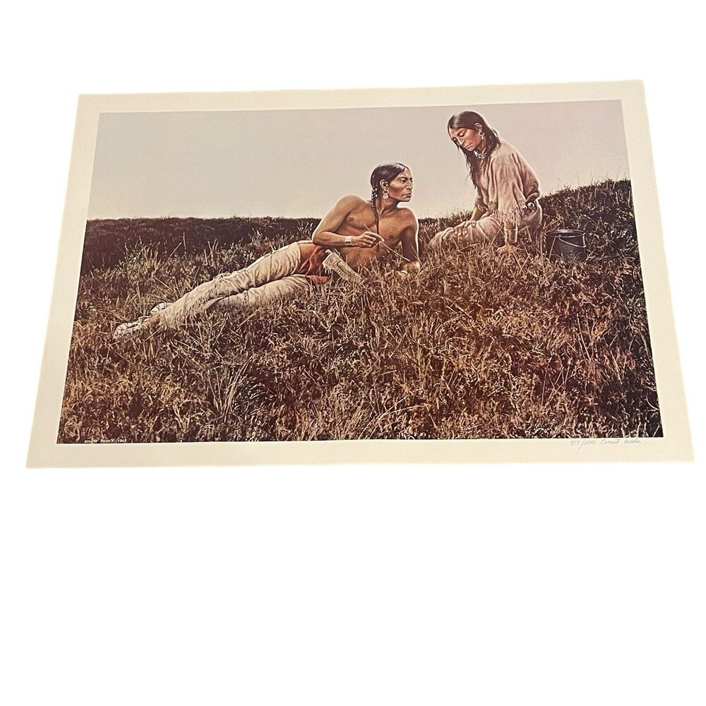 Ernest Berke Hand Signed Numbered Art print Native American 30.5”x21.5”